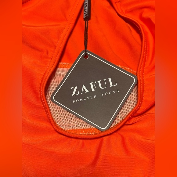 Zaful One Piece Swim Suit Vibrant Red / Orange, NWT - Picture 5 of 9